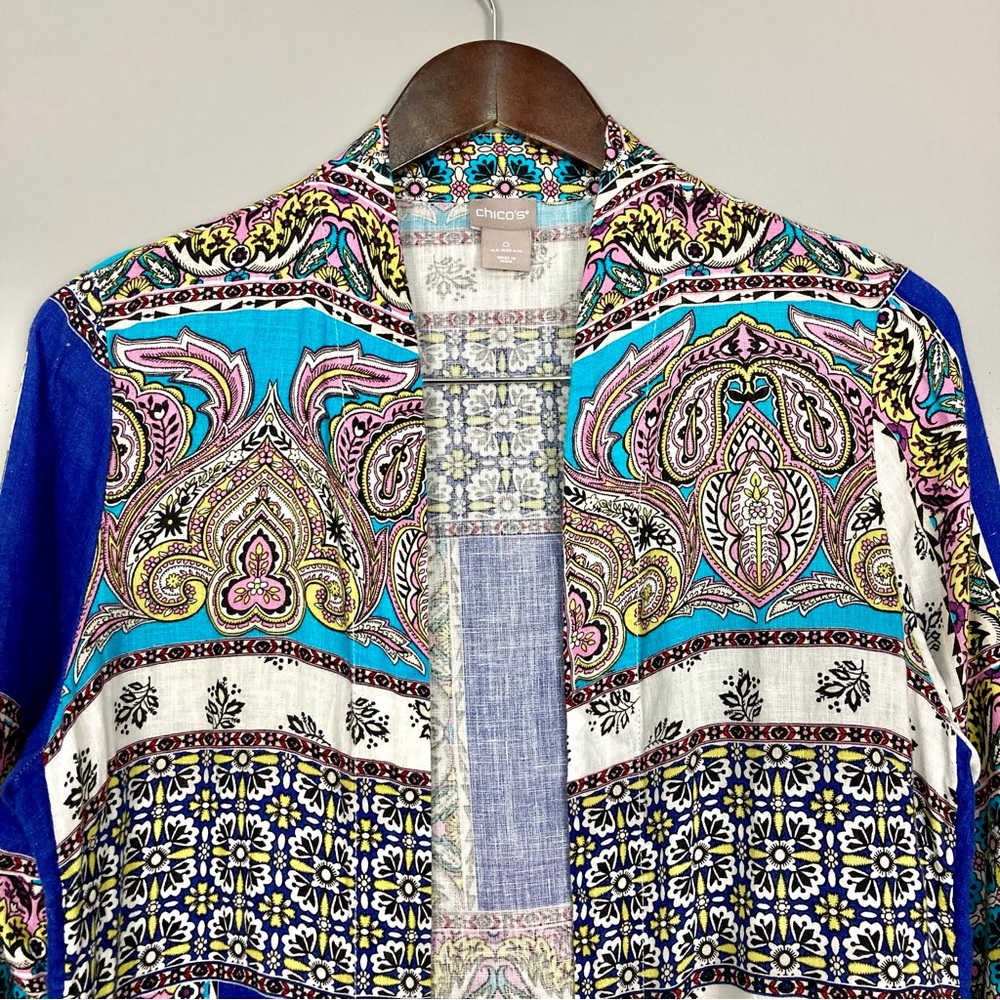 Chico’s Patchwork Linen Duster Cardigan Women’s S… - image 5